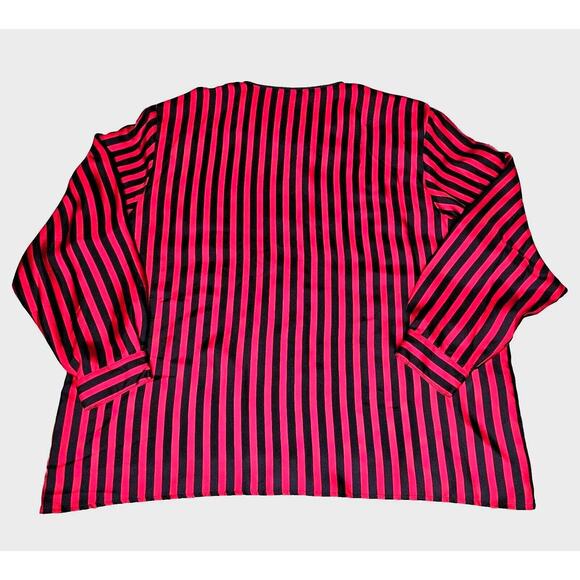Vintage Boho Red Black Striped Blouse Womans Sz 24W Retro Y2K - Picture 4 of 11